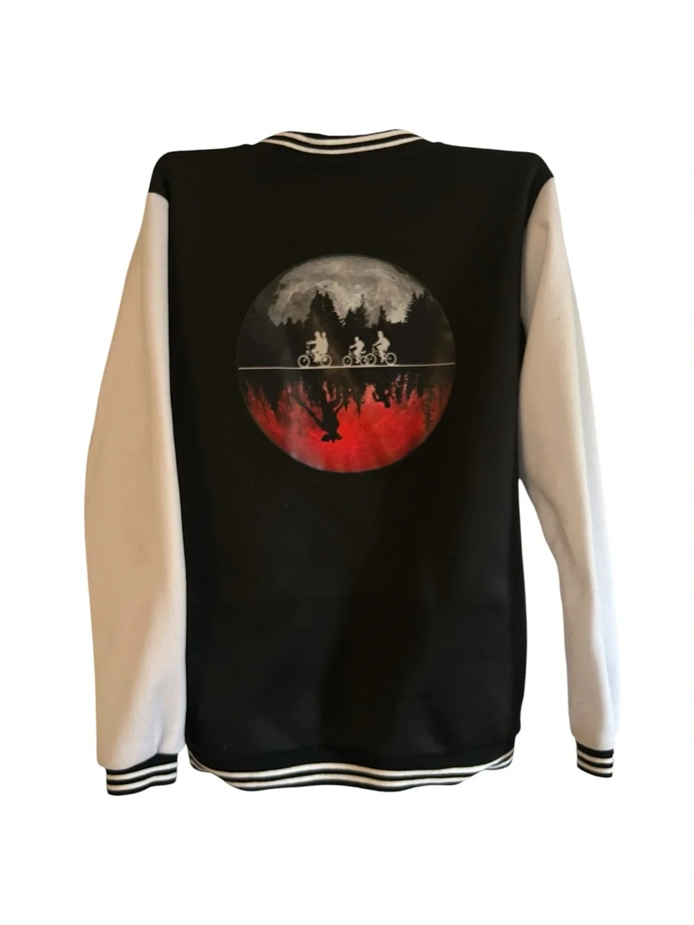 Stranger Things Black & White Varsity Jacket